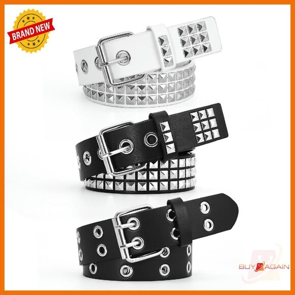 3-Piece Studded Belt Set Punk Rock Metal Rivet Belt for Women Men main image 6